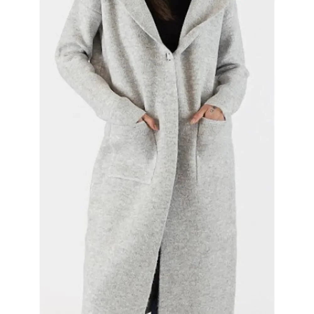 NWT Lyla + Luxe Grey Jiminy Hooded Coatigan  Sz. L